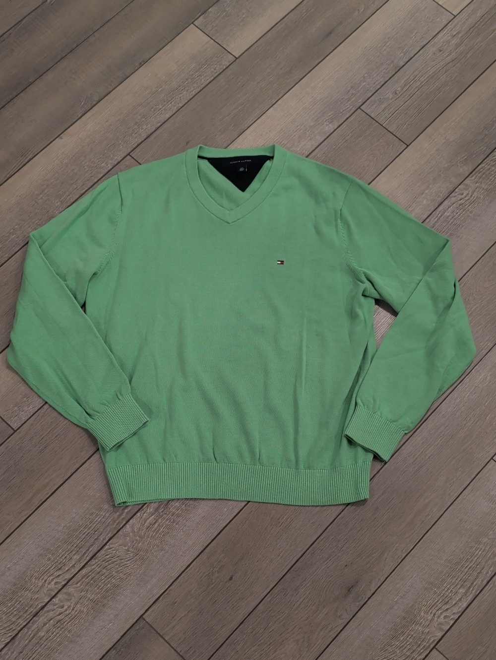 Tommy Hilfiger Light Green V-Neck Sweater